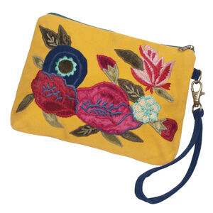 Harvest Blossoms Embroidered Wristlet